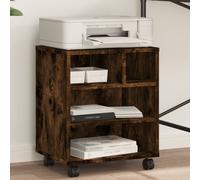 vidaXL Soporte para impresora con ruedas Roble ahumado 41x32x48 cm con almacenamiento