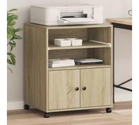 vidaXL Soporte para impresora con ruedas Roble Sonoma 60x48x74 cm con almacenamiento