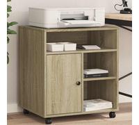 vidaXL Soporte para impresora Roble Sonoma 60x50x67 cm con ruedas y almacenamiento
