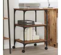 vidaXL Soporte para Impresora Madera Vieja 50 x 41 x 75 cm, Carro de Oficina Ajustable, estación de Trabajo móvil con Ruedas, Gran Espacio para impresoras y más
