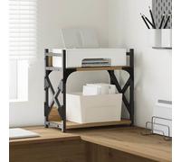vidaXL Soporte para Impresora Roble Artesanal 40 x 20 x 40 cm, Soporte para Impresora Rectangular, Estante Industrial de Dos Niveles, Espacio Amplio, diseño Compacto