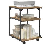 vidaXL Soporte para Impresora Roble Artesanal 43 x 48 x 64 cm, Soporte de Impresora de Oficina, Organizador de múltiples Niveles, con Ruedas y Espacio para Documentos y estantes