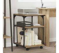 vidaXL Soporte para Impresora Roble Artesanal 43 x 48 x 64 cm, Soporte de Impresora de Oficina, Organizador de múltiples Niveles, con Ruedas y Espacio para Documentos y estantes