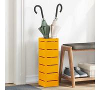 vidaXL Soporte para paraguas metal cuadrado con espacio de almacenamiento Mostaza 15,5x15,5x49 cm