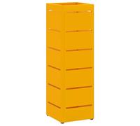 vidaXL Soporte para paraguas metal cuadrado con espacio de almacenamiento Mostaza 15,5x15,5x49 cm