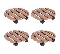 vidaXL Soportes con ruedas para plantas 4 uds marrón WPC Ø30x7,5 cm