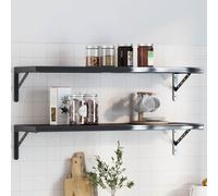 vidaXL Soportes de estante 4 uds acero inoxidable negro 30x2,5x15,5 cm