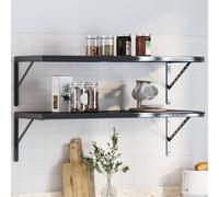 vidaXL Soportes de estante 4 uds acero inoxidable negro 40x2,5x25 cm