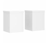 vidaXL Soportes de plantas 2 uds madera ingeniería blanco 10x10x18 cm