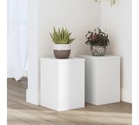 vidaXL Soportes de plantas 2 uds madera ingeniería blanco 20x20x30 cm