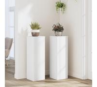 vidaXL Soportes de plantas 2 uds madera ingeniería blanco 25x25x80 cm