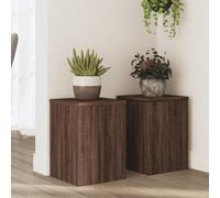 vidaXL Soportes de plantas 2 uds madera marrón roble 25x25x35 cm