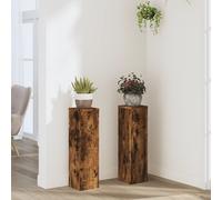 vidaXL Soportes de plantas 2 uds madera roble ahumado 17x17x60 cm