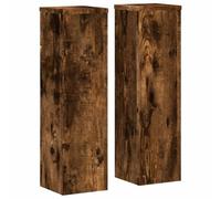 vidaXL Soportes de Plantas 2 uds Madera Roble Ahumado 17x17x60 cm, Soporte de Flor, Soporte de Maceta, Soporte de Planta de casa, Soporte de Maceta