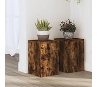 vidaXL Soportes de plantas 2 uds madera roble ahumado 20x20x30 cm