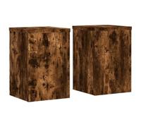 vidaXL Soportes de Plantas 2 uds Madera Roble Ahumado 25x25x35 cm, Soporte de Flor, Soporte de Planta de casa, Mesa de Planta, Soporte de Maceta