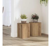 vidaXL Soportes de Plantas 2 uds Madera Roble artisian 20x20x30 cm, Soporte de Flor, Soporte de Planta de casa, Mesa de Planta, Soporte de Maceta