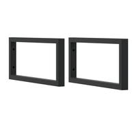 vidaXL Soportes Estante de Lavabo 2 uds Rectangular Acero Negro, Soporte de Pared, Soporte de Estante de Pared, Soporte de Montaje de Lavabo