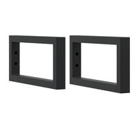 vidaXL Soportes Estante de Lavabo 2 uds Rectangular Acero Negro, Soporte de Pared, Soporte de Estante de Pared, Soporte de Montaje de Lavabo