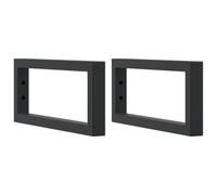 vidaXL Soportes Estante de Lavabo 2 uds Rectangular Acero Negro, Soporte de Pared, Soporte de Estante de Pared, Soporte de Montaje de Lavabo