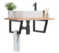 vidaXL Soportes estante de lavabo 2 unidades trapecio acero negro