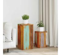 vidaXL Soportes para plantas 2 unidades madera maciza reciclada