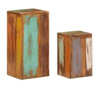 vidaXL Soportes para Plantas 2 Unidades, Mesitas Auxiliares de Sofá, Soportes para Teléfono, Jardineras Maceteros de Plantas, Madera Maciza Reciclada