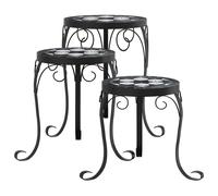 vidaXL Soportes para plantas 3 uds cerámica negro y blanco