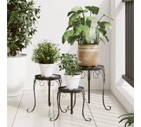 vidaXL Soportes para plantas 3 uds cerámica negro y blanco