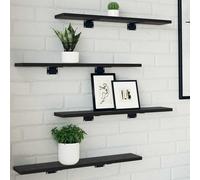 vidaXL Tablero de Estantería 4 pcs Negro 60 x 10 x 1,5 cm, Tabla de estantería Resistente, diseño Rectangular, solución Moderna para Sala, Estudio y Almacenamiento