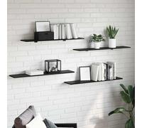 vidaXL Tablero de Estantería 4 pcs Negro 100 x 20 x 1,5 cm, Tabla de estantería Resistente, diseño Rectangular, solución Moderna para Sala, Estudio y Almacenamiento