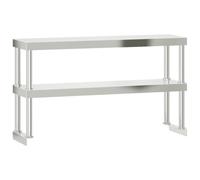 vidaXL Tablero de extensión para mesa de cocina, con 2 estantes, 110x30x65 cm, acero inoxidable
