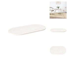 vidaXL Tablero de mesa blanco, 110x55x2,5 cm, madera maciza de pino, forma ovalada - Tableros de mesa