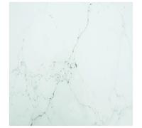 vidaXL Tablero mesa diseño mármol vidrio templado blanco 80x80 cm 6 mm