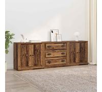 vidaXL Tableros Lateral 3 uds. Madera envejecida 210 x 35,5 x 67,5 cm