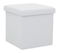 Vidaxl taburete con almacenaje plegable cuero sintético blanco
