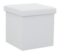 vidaXL Taburete con almacenaje Plegable Cuero sintético Blanco