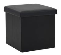vidaXL Taburete con almacenaje plegable cuero sintético negro