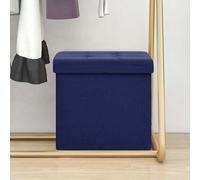 vidaXL Taburete con almacenaje plegable lino sintético azul