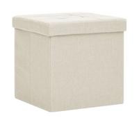 vidaXL Taburete plegable con almacenaje lino sintético en color Gris claro/Blanco crema/Marrón oscuro y más | cómodas modernas ergonómicas para comedor cocina salón hogar