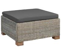 vidaXL Taburete con cojín GENDT, ratán natural Kubu, color gris