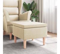 vidaXL Taburete con patas de madera tapizado tejido crema