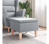 vidaXL Taburete con patas de madera tapizado tejido gris claro