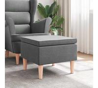 Vidaxl taburete con patas de madera tapizado tejido gris oscuro