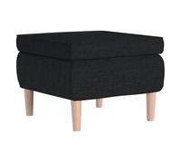 Vidaxl taburete con patas de madera tapizado tejido negro