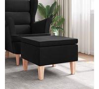 vidaXL Taburete con patas de madera tapizado tejido negro