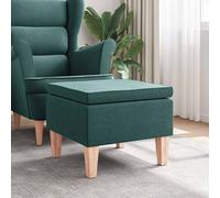 vidaXL Taburete con patas de madera tapizado tejido verde oscuro