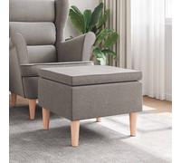 vidaXL Taburete con patas de madera tapizado tela gris taupé