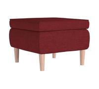 Vidaxl taburete con patas de madera tapizado tela rojo tinto