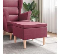Vidaxl taburete con patas de madera tapizado tela rojo tinto
